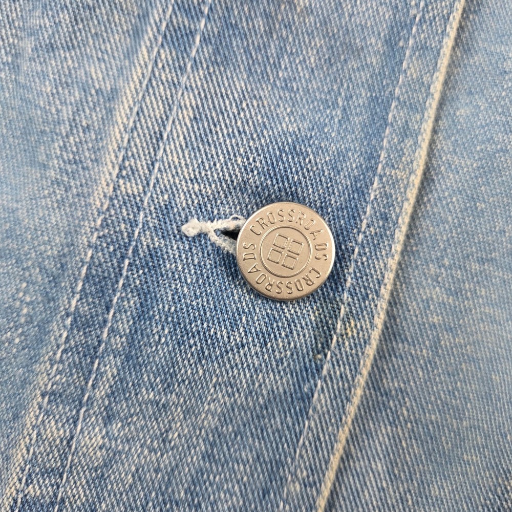 Crossroads Western Patchwork Denim Jacket Blue Me… - image 5